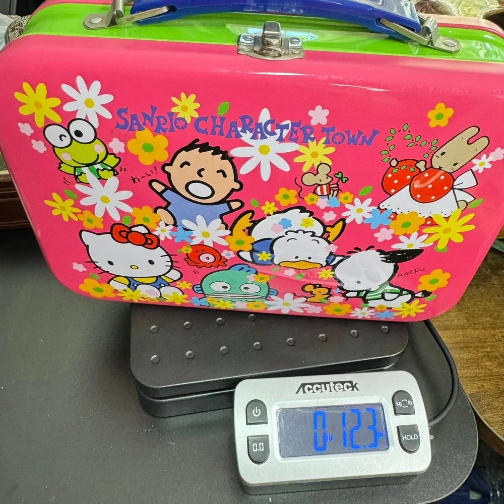Vintage 1992 Sanrio Character Town Metal Lunch Box Hello Kitty Keroppi Pink Tin